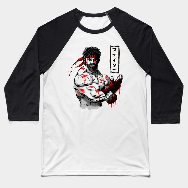 Blood Fighter Baseball T-Shirt by albertocubatas